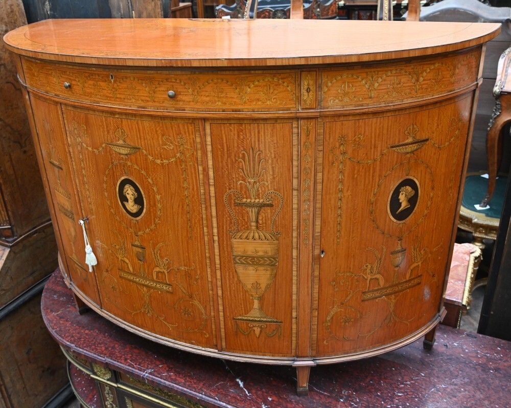 Regency Demi Lune Cabinet Classical Adams Satinwood