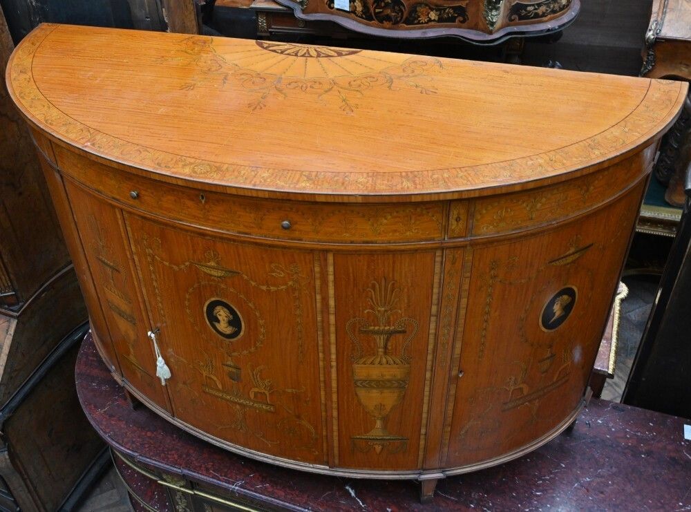 Regency Demi Lune Cabinet Classical Adams Satinwood photo furniture