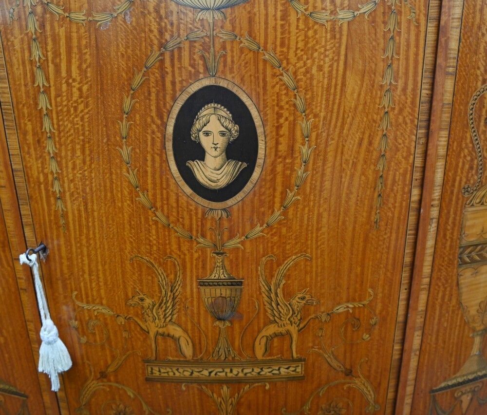 Regency Demi Lune Cabinet Classical Adams Satinwood photo vintage