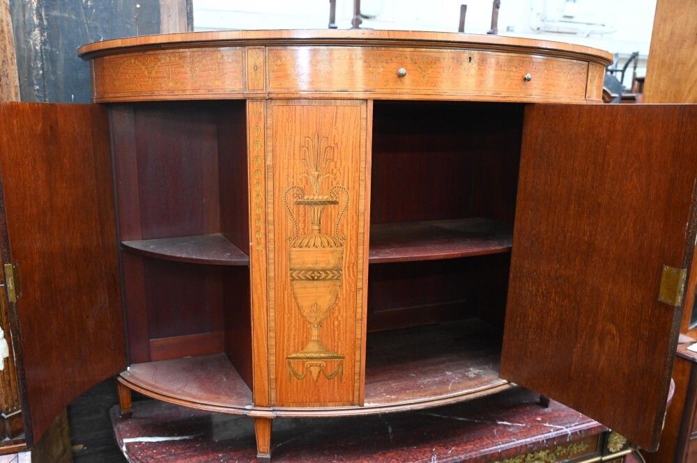 photo buy Regency Demi Lune Cabinet Classical Adams Satinwood