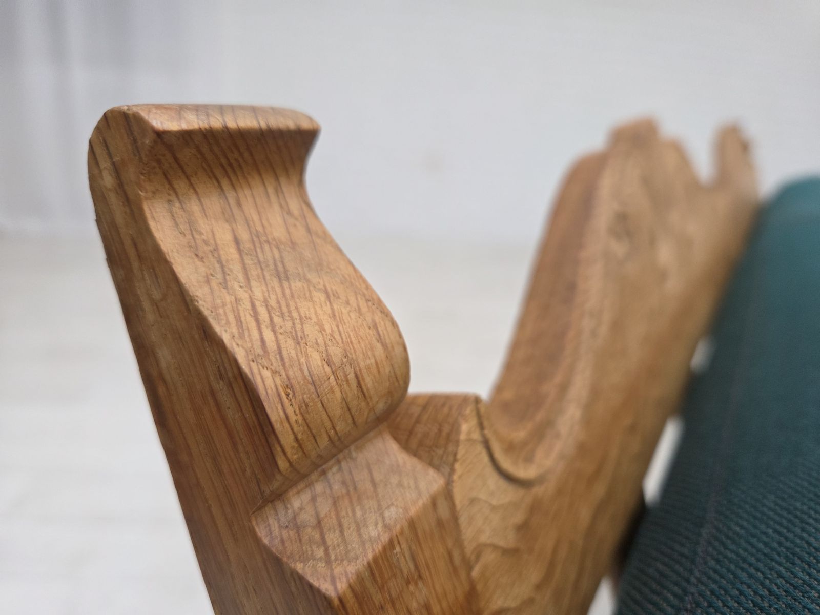 1550.0 1970s, Scandinavian 2 Seater Sofa, Furniture Wool, Solid Oak Wood. photo