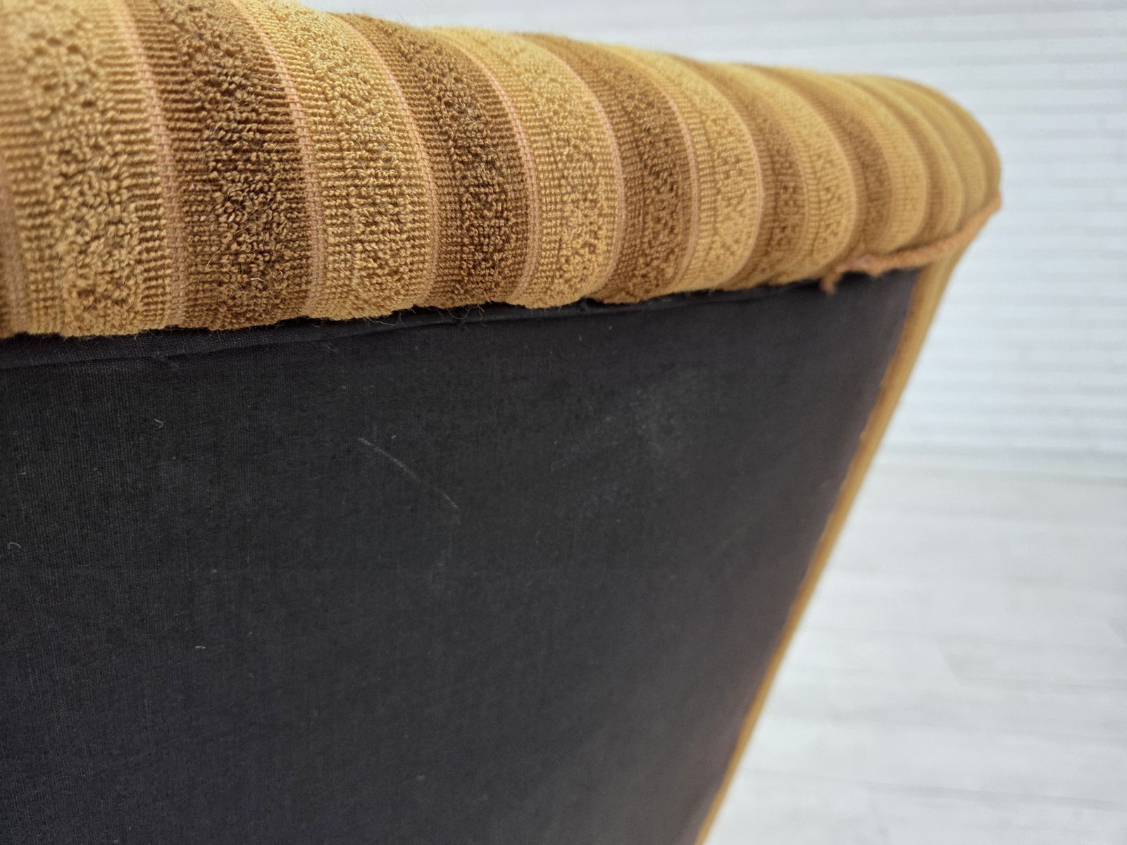 photo buy 1960s, 3 Seater Danish Sofa, Green Furniture Wool, Original Condition.