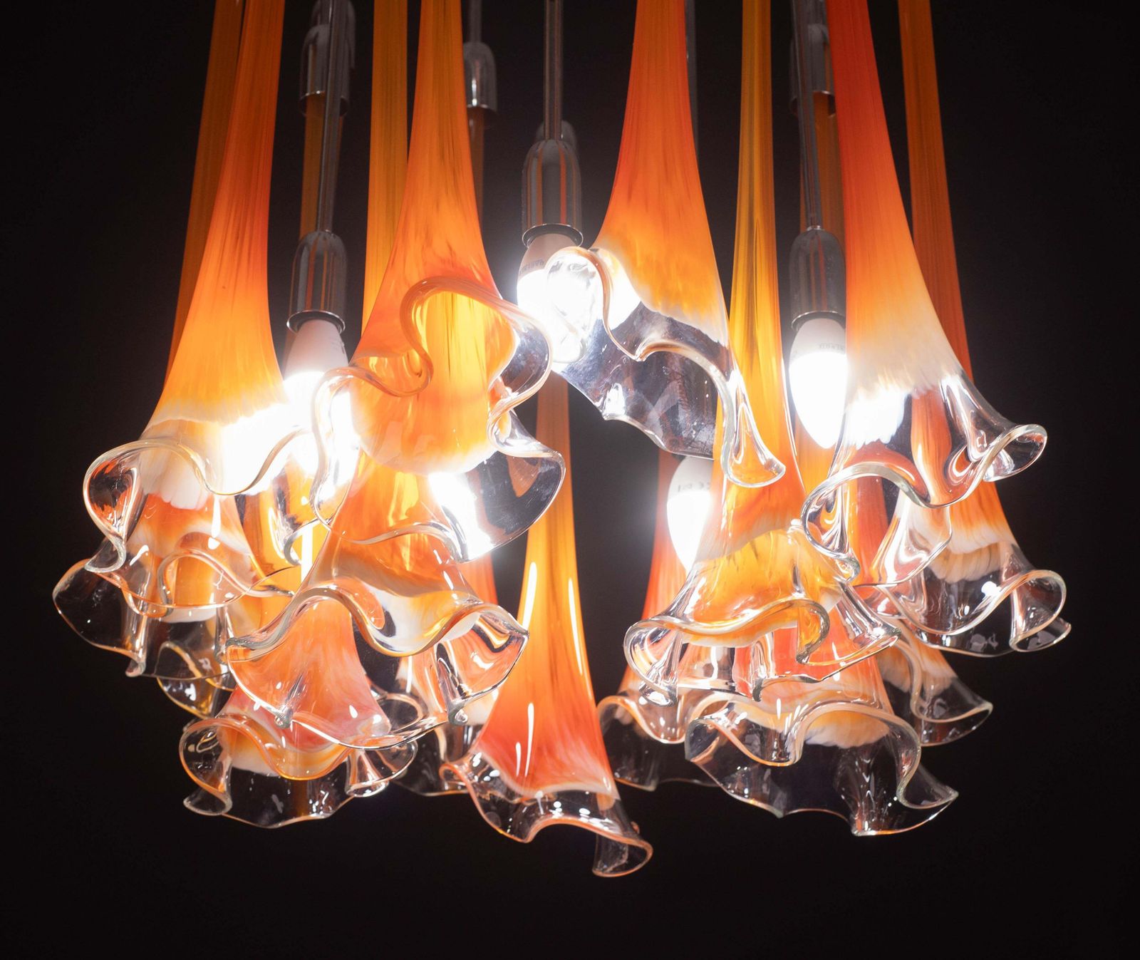 Great Design Murano Glass Orange Chandelier “Calle” By Venini, 1970 photo 5096.0