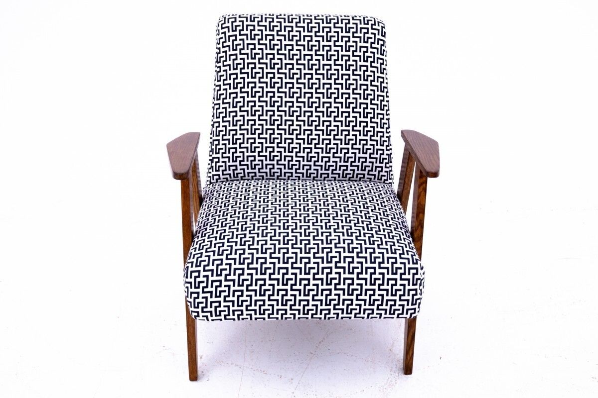 Black And White Midcentury Armchair Model 366 Designed By Chierowski, Poland, 1960s. photo Furniture