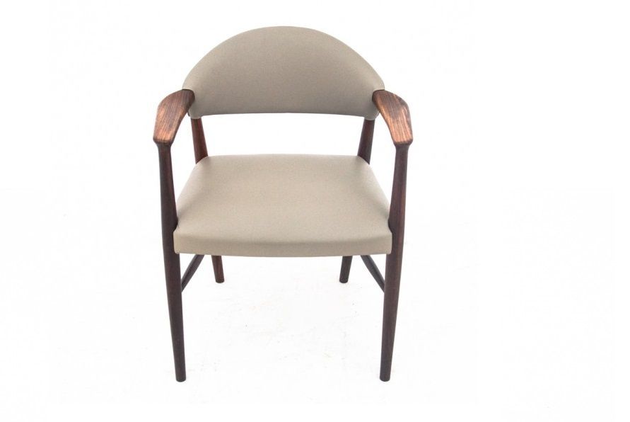 Scandinavian Modern Beige Leather Armchair, Denmark, 1960s. After Restoration.
