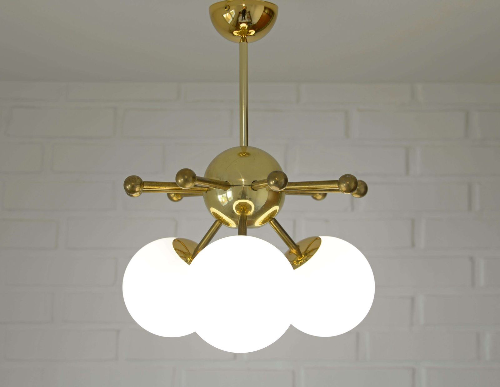 Vintage Pendant Lamp / Sputnik Chandelier / Hanging Lamp / Semi Flesh Mount / Space Age Accent Lamp / Mid Century / Gold Ceiling Light photo 492.0