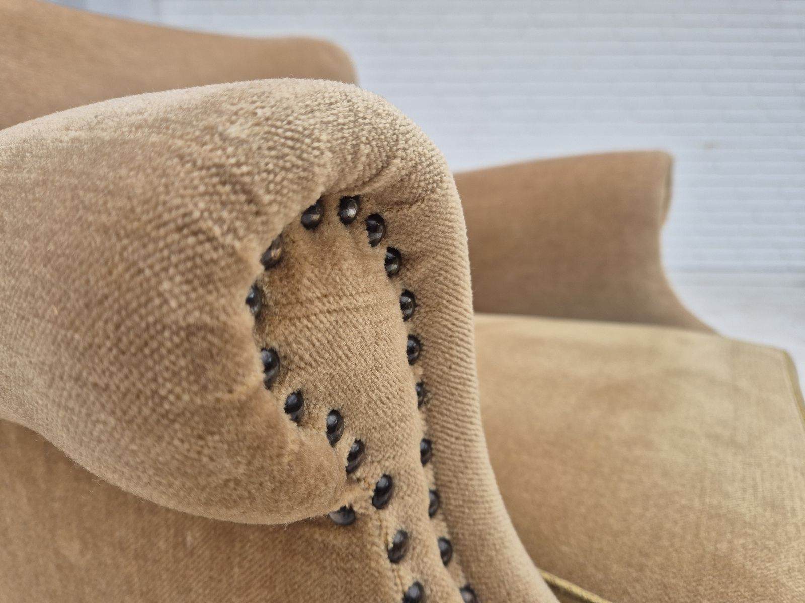1960s, Danish Lounge Chair, Green Furniture Velour, Original Condition. photo vinterior