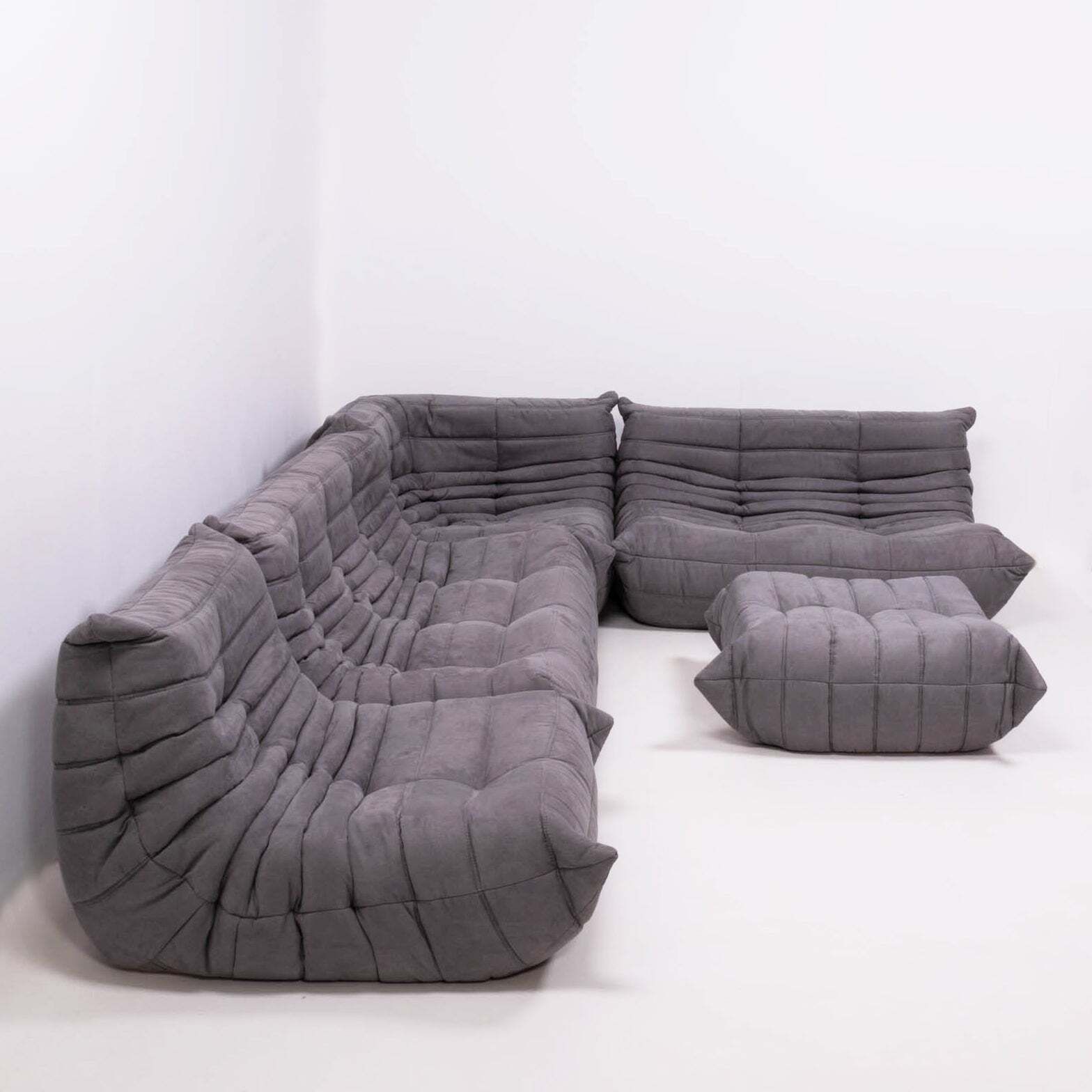 photo furniture Ligne Roset By Michel Ducaroy Togo Grey Modular Sofa And Footstool, Set Of Five