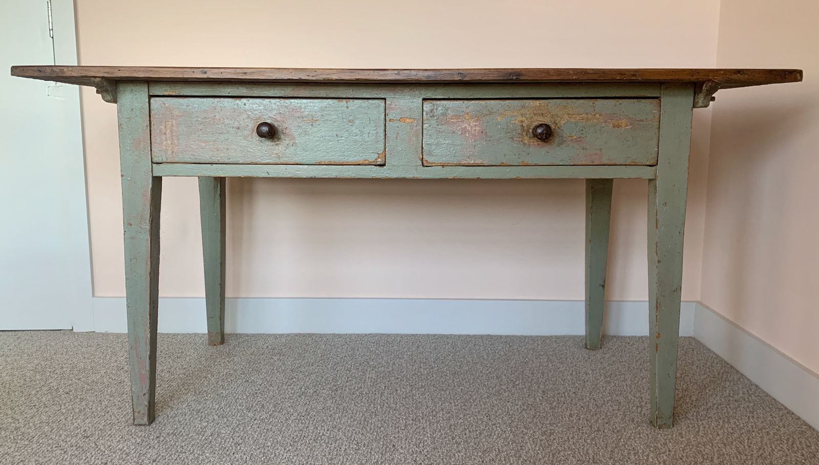 Antique French Farmhouse Refectory Dining Table With Drawers
