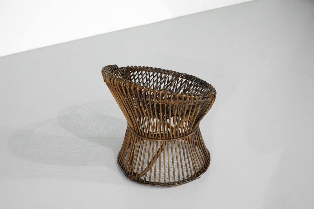 Stool In Rattan Style Franco Albini Italy, 1960s. photo 825.0