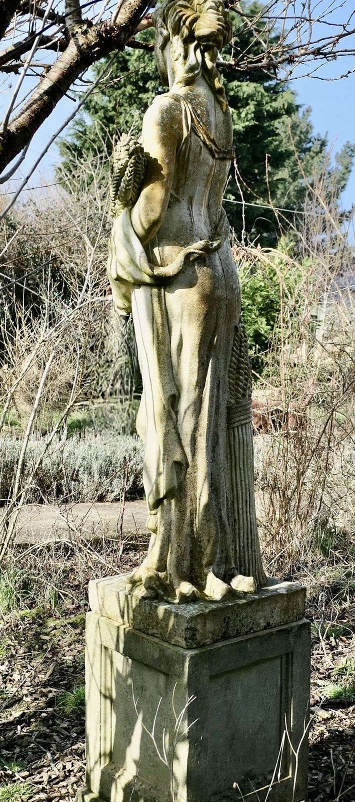 Large Weathered Garden Statue Of Autumn Of The 4 Seasons photo vinterior
