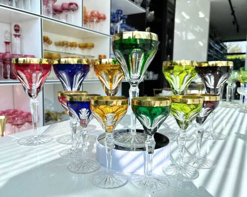 Colored Wine Glasses | 12pcs | Including Cordial | Lady Hamilton photo furniture