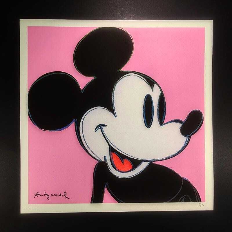 1980s Andy Warhol "Mickey Mouse" Pink Limited Edition Lithograph By Cmoa. photo furniture