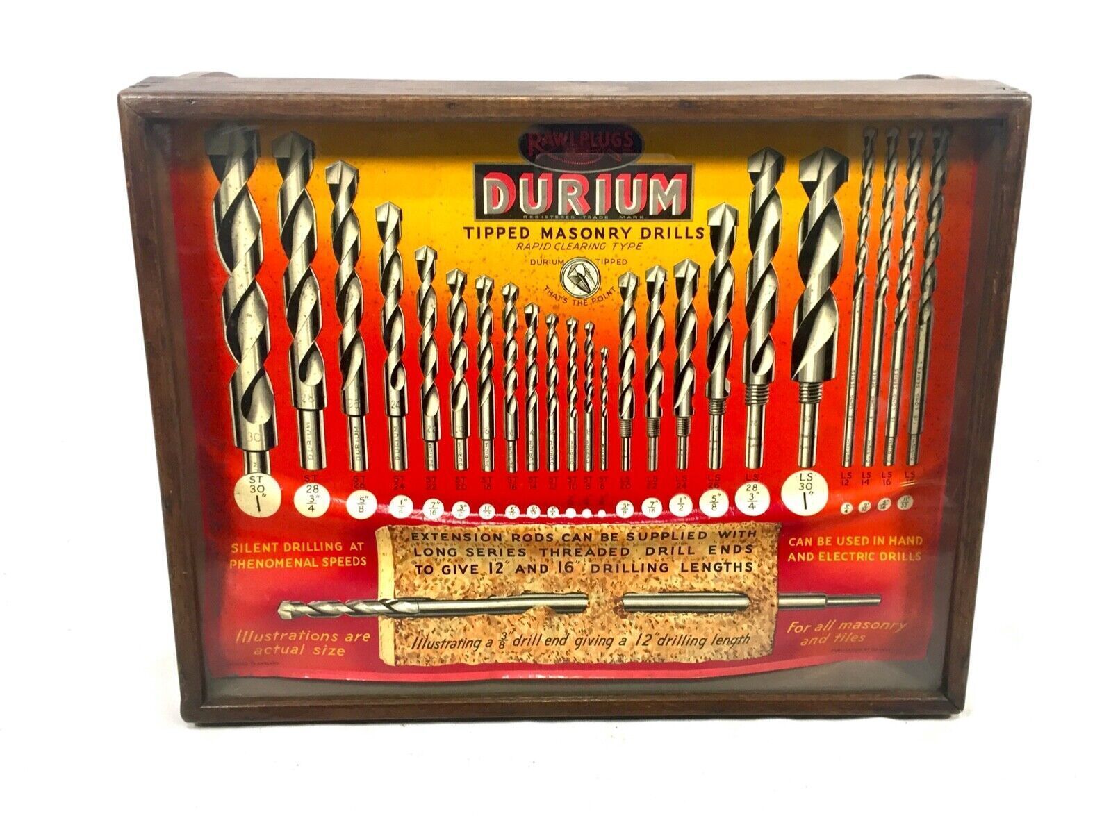 Antique Advertising 1950s Rawlplug Drill Bit Shop Display Sales Cabinet Drawers photo 349.0