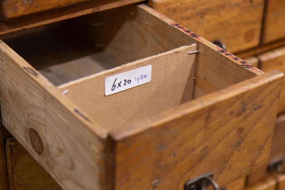 18700.0 Vintage Shop Haberdashery Cabinet With Rolling Ladder photo