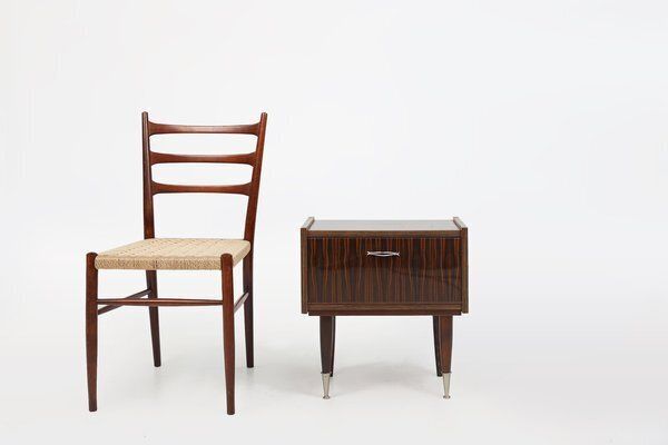 Vintage Nightstand In Wood With Chrome Details, Belgium, 1960s photo furniture