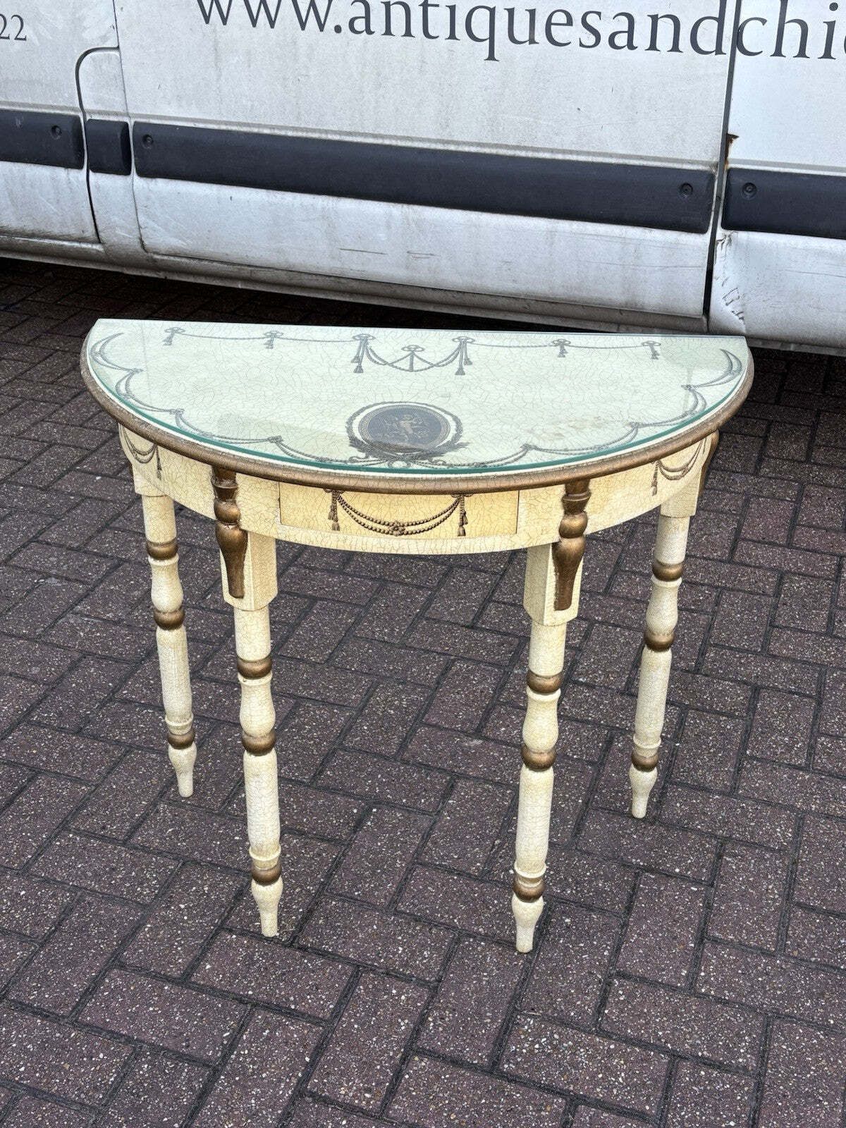 Console Table, Hall Table. With Drawer. Demi Lune, Half Round photo for sale