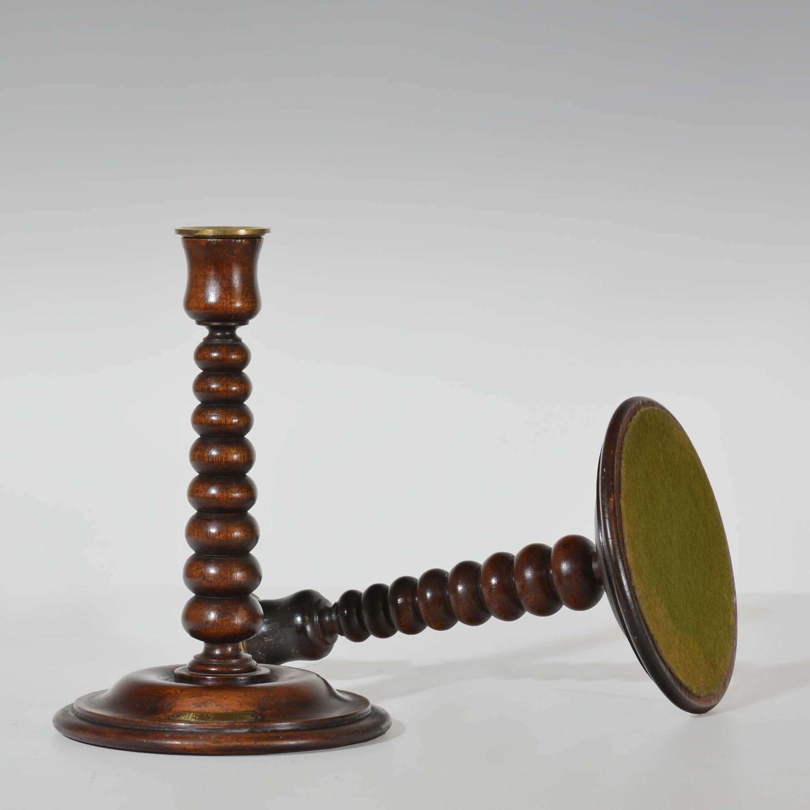 A Pair Of Bobbin Turned Teak Candlesticks   Royal Yacht Hms Renown photo furniture