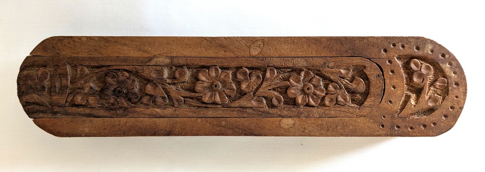 Vintage Anglo Indian Carved Wood Qalamdan Pen Case photo furniture