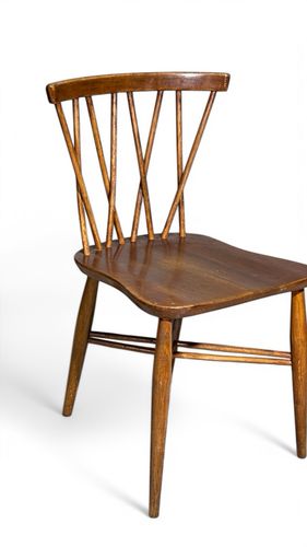 Ercol Candle Stick Chair Desk Chair Elm And Beech Blonde Early Model Serpentine photo vinterior