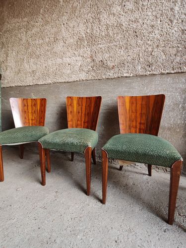 Dining Chairs Vintage X 4 Jindtich Halabala, Beech, Walnut Czech 1940s  Art Deco photo for sale