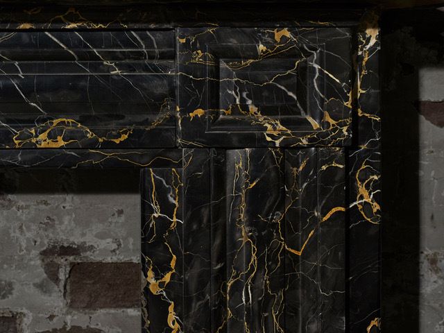 Georgian Portoro Nero Marble Fireplace photo Home Fixtures