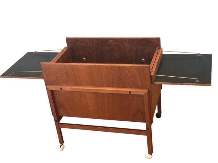 1960s Danish Teak Arrebo Møbler Folding Drinks Cart Trolley By Andreas Hansen photo for sale