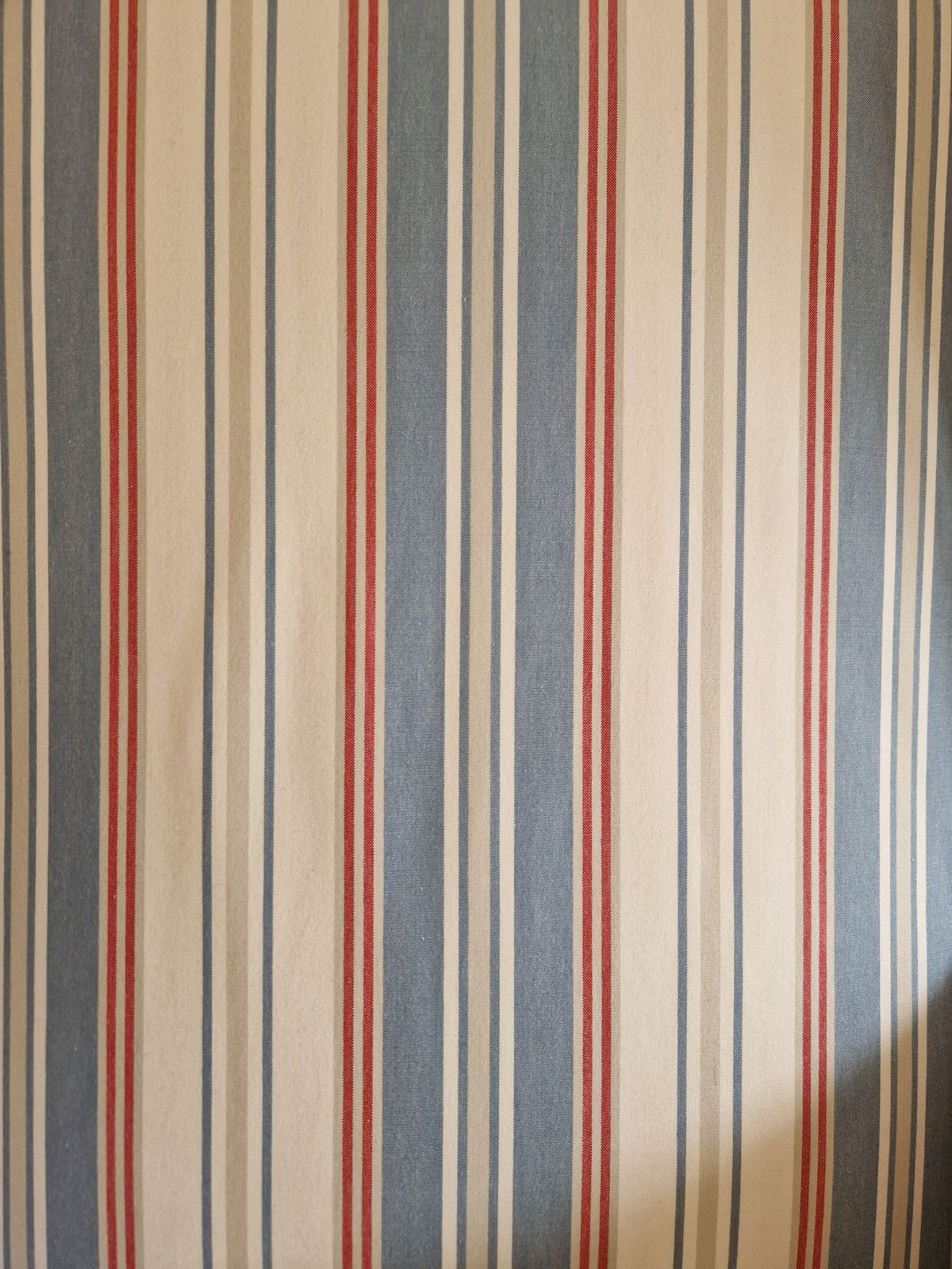 photo furniture Exquisite Wingback Armchair In Jane Churchill Red And Blue Stripes