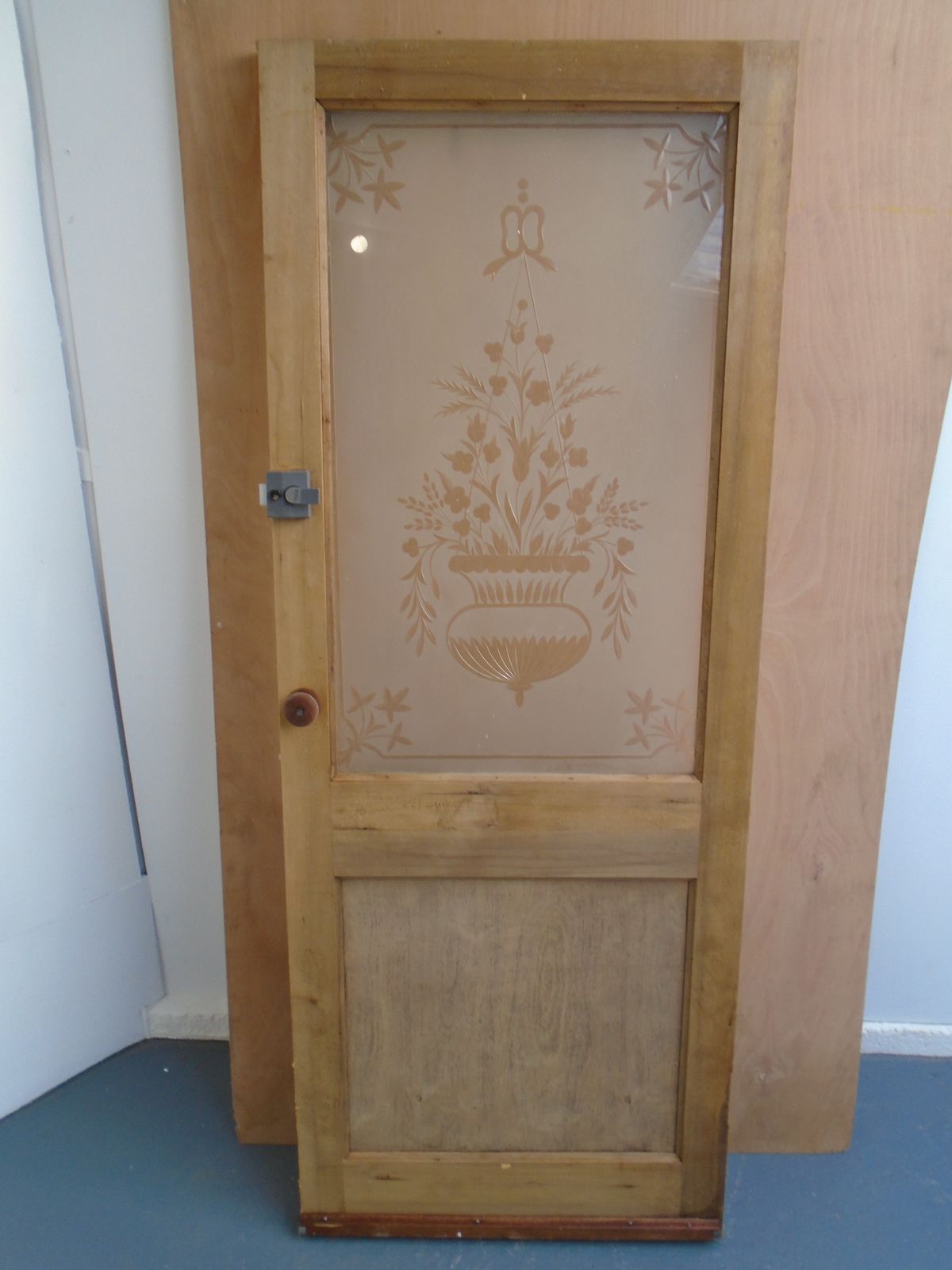 An Original Victorian Pine Etched Bathroom / Ensuite / Utility Door To Wax/Paint photo vintage