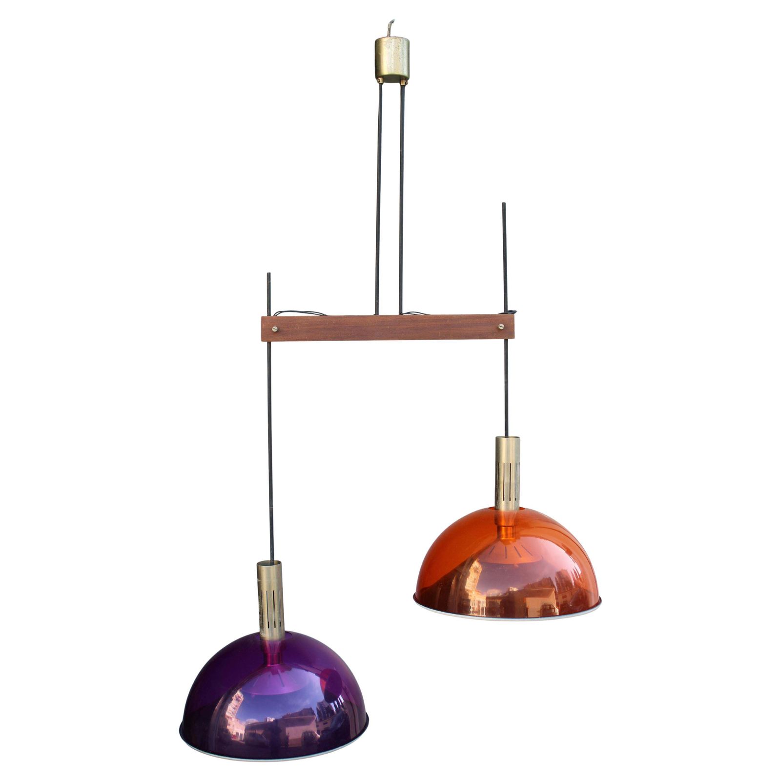 Stilux Milano 1950s Mid Century Colored Chandelier Red Purple