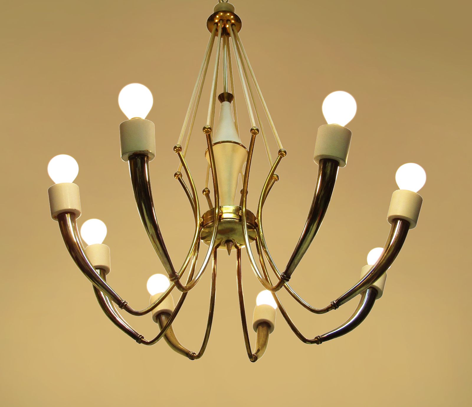 Large 1950s Italian Spider Chandelier By Oscar Torlasco For Lumi photo for sale
