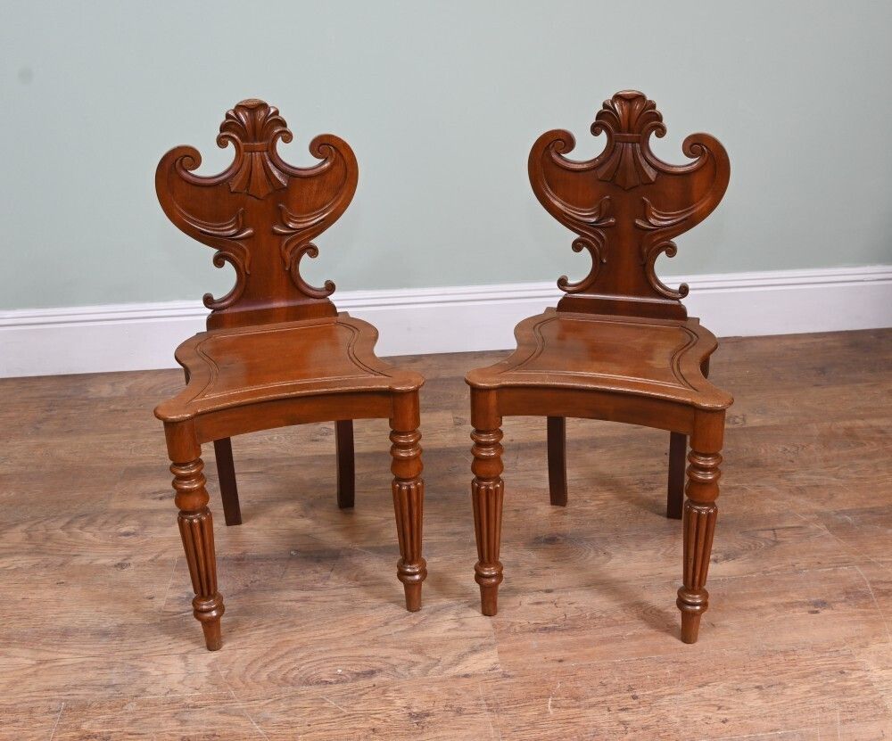 Pair Regency Hall Chairs Shield Back Gillows Mahogany 1815