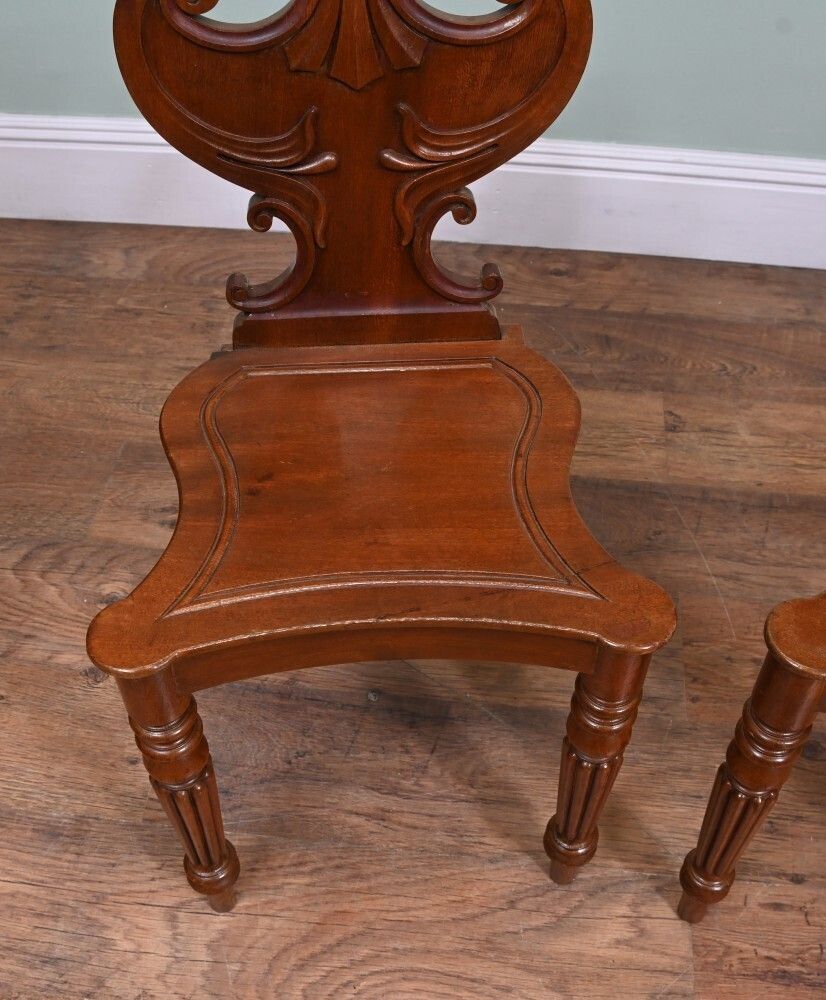 Pair Regency Hall Chairs Shield Back Gillows Mahogany 1815 photo Furniture