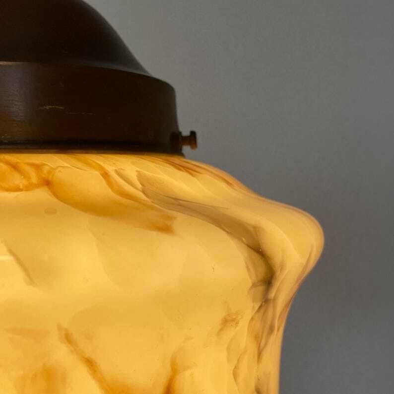 Antique Art Deco Marbled Glass Ceiling Lamp In Organic Shape With Stunning Design Shade And Beautiful Details photo 237.0
