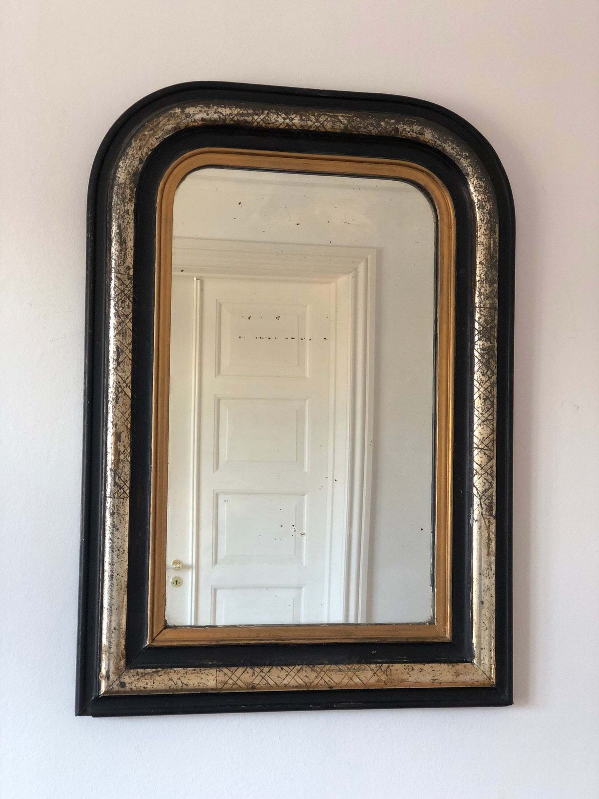 Antique French Louis Philippe Silvered Giltwood Mirror – Late 19th Century