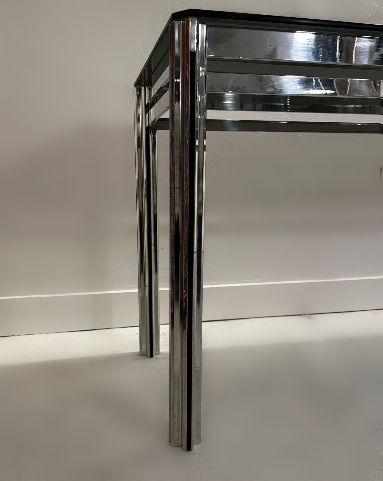 George Ciancimino Console In Chrome And Smoked Glass, 1970 photo for sale