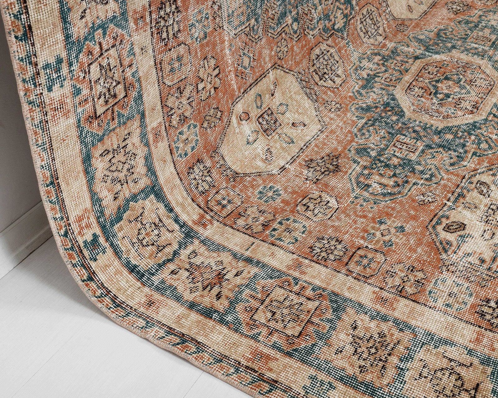 6.4 X 10.2 Feet Vintage Rug, Unique Turkish Rug, Area Rug, Oushak Rug, Antique Rug, Living Room Rug, Handmade Rug, Old Rug, Wool Rug, A4794 photo vinterior
