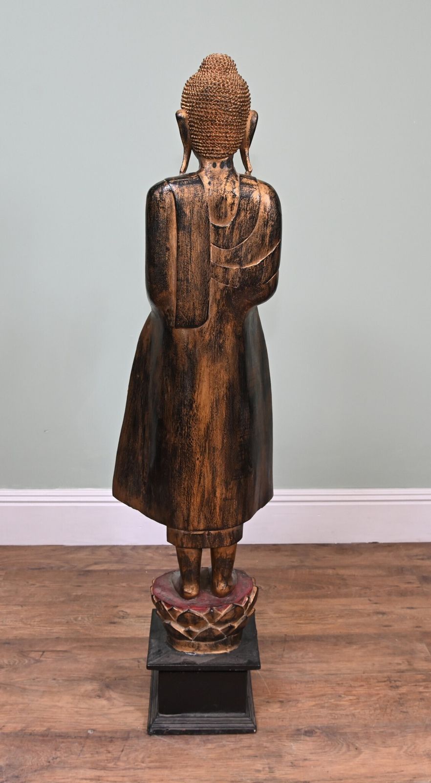 Standing Burmese Buddha Statue Carved Myanmar Buddhist Art 1930 photo 1275.0