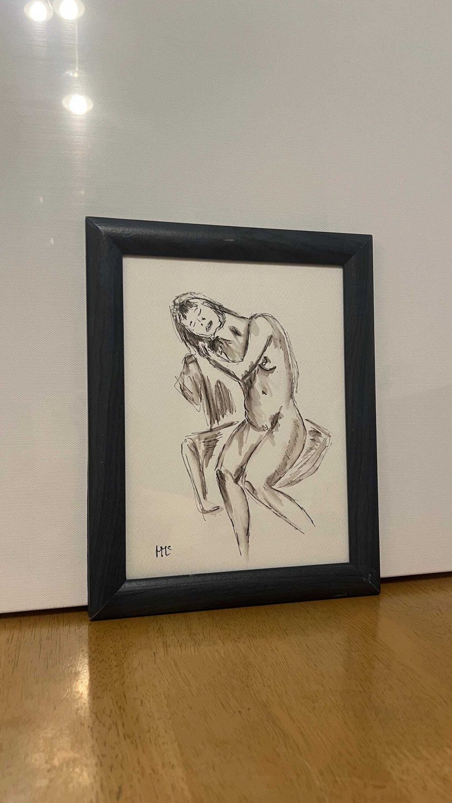 Original Contemporary Nude Study By Margaret Mcandrew – Pen And Watercolour