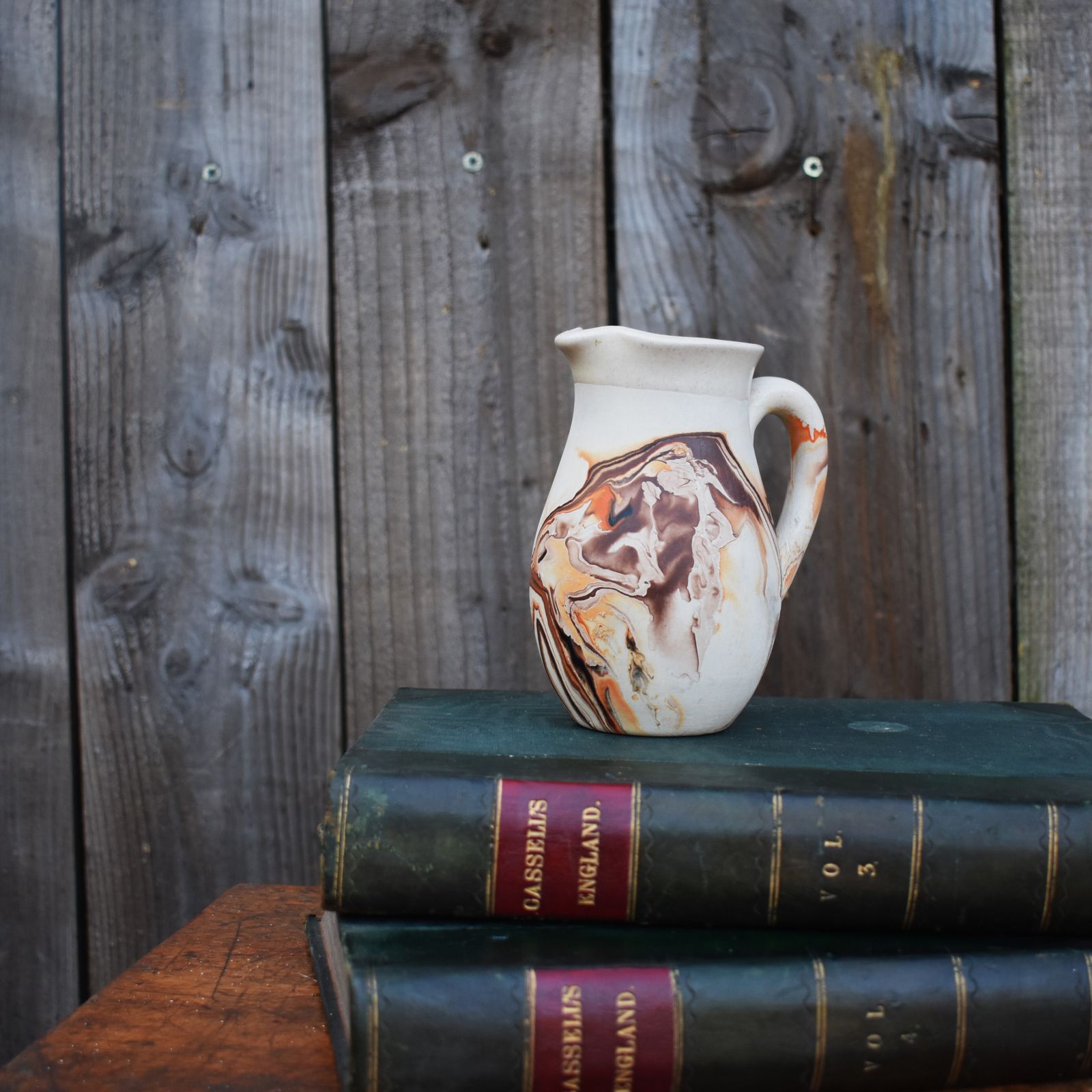 Antique Vintage Nemadji Indian Native Amercian Marbled Studio Art Pottery Jug photo 55.0