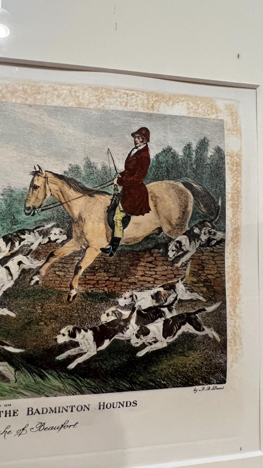 1836 Antique Lithograph By R. B. Davis – W. Long, Huntsman To The Badminton Hounds photo 109.0