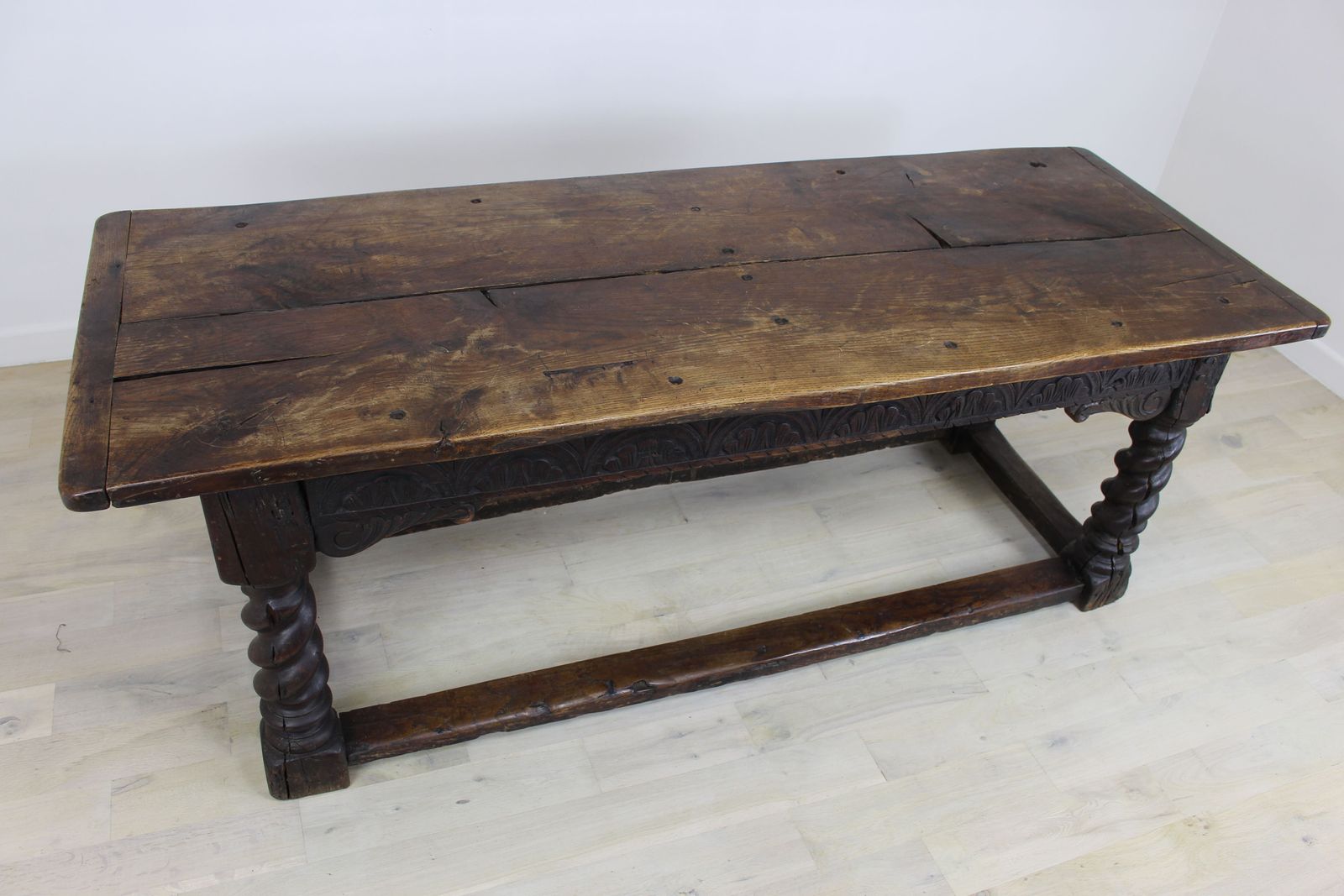 Furniture Antique Carved Oak Refectory Table 17th Century And Later photo