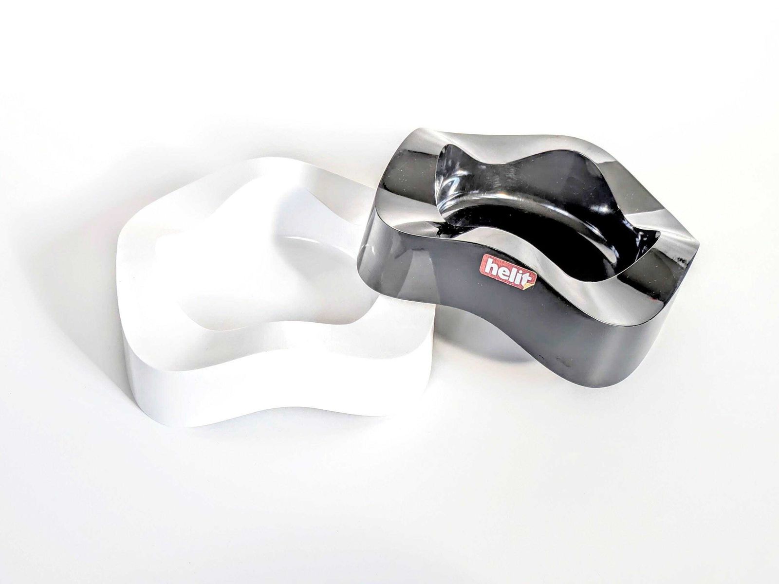 2 X Space Age Ashtrays | Black And White | Walter Zeischegg For Helit Germany, 1960's photo furniture