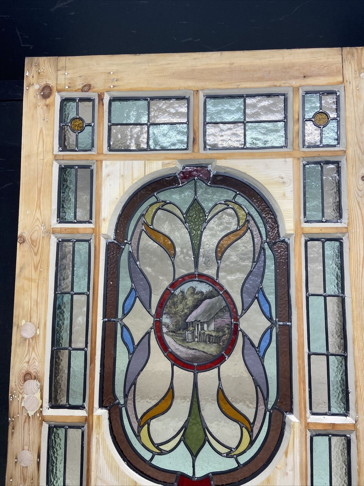 photo for sale Edwardian Front Door Period Stained Glass Old Reclaimed Antique Lead Wood Refurb