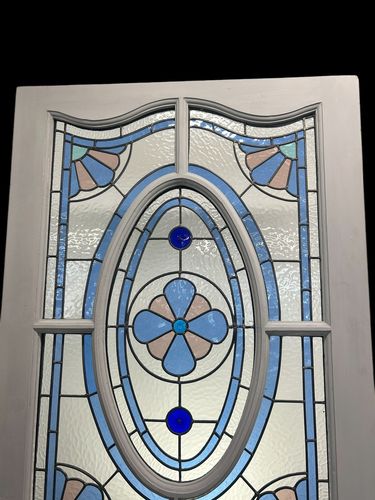 Victorian Stained Glass Front Door Old Antique Period Reclaimed Leaded Wood photo for sale