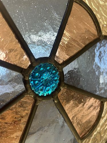 photo vintage Victorian Stained Glass Front Door Old Antique Period Reclaimed Leaded Wood
