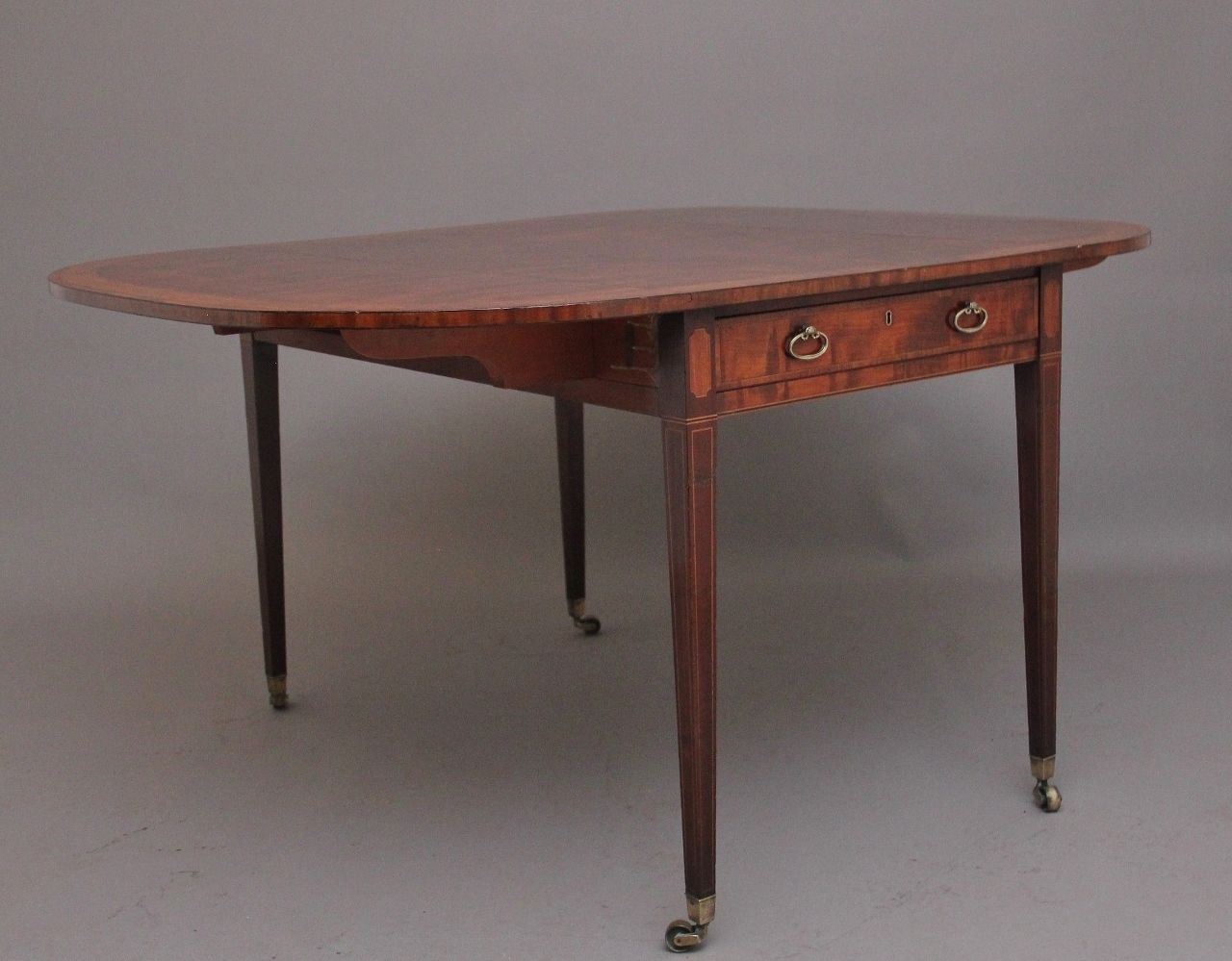 Large Early 19th Century Inlaid Mahogany Pembroke Table photo for sale