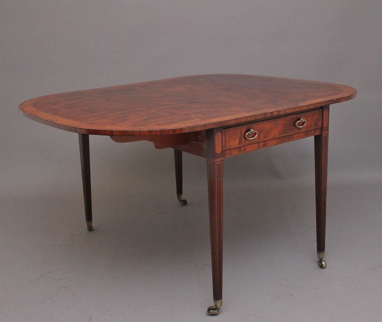 Large Early 19th Century Inlaid Mahogany Pembroke Table photo Furniture