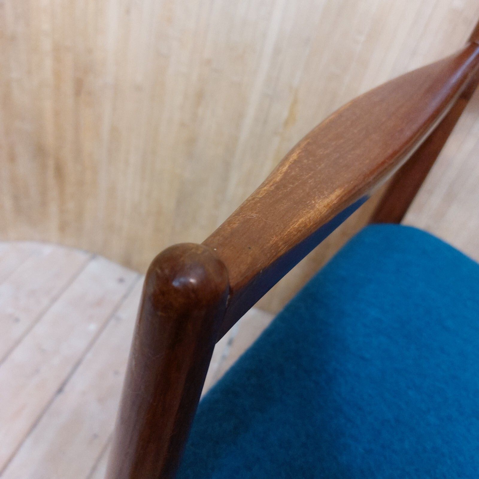 Fab Vintage Mid Century Danish Teak Rosewood Desk Office Armchair Teal Blue Wool photo buy