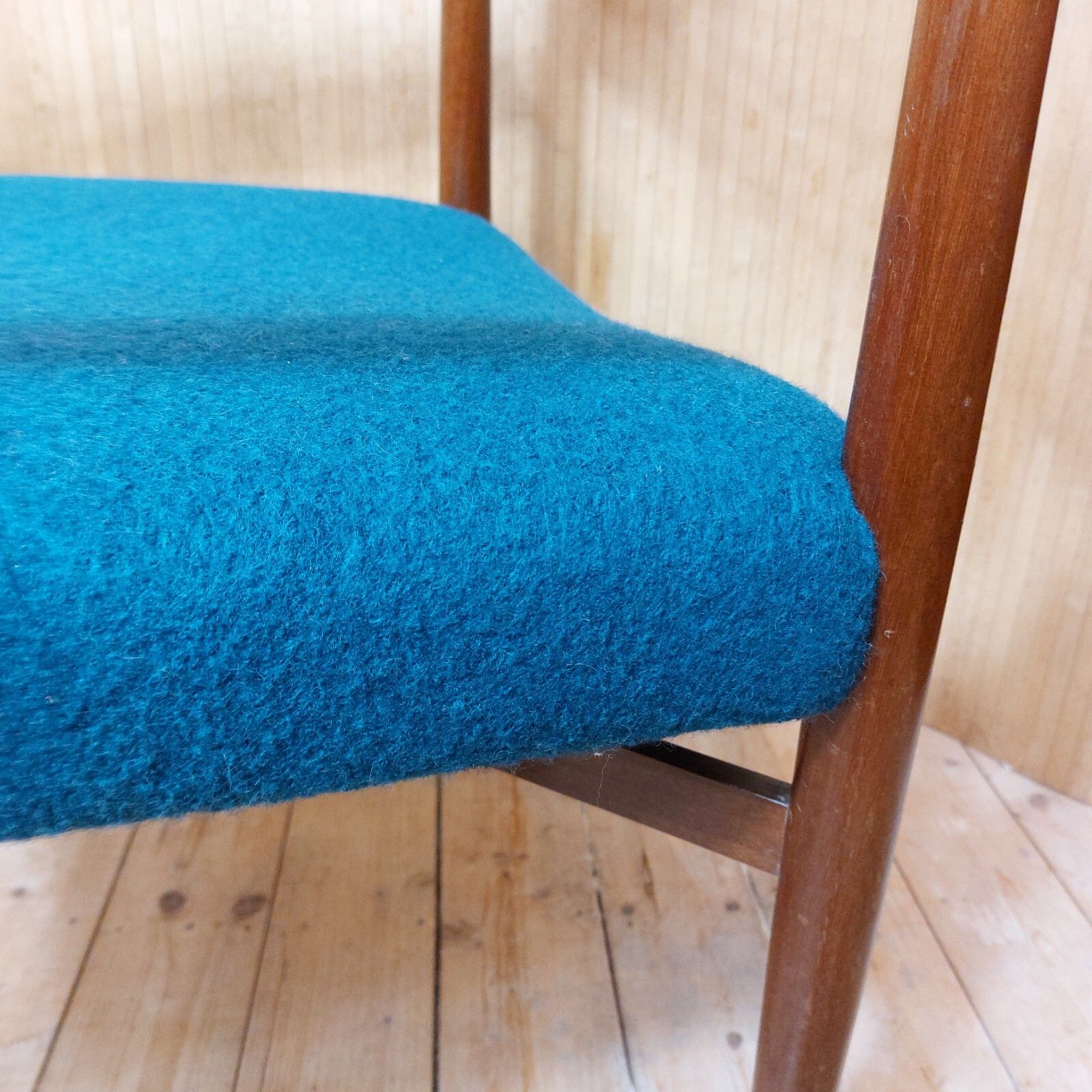 photo for sale Fab Vintage Mid Century Danish Teak Rosewood Desk Office Armchair Teal Blue Wool